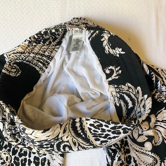 CActive Women Palazzo Pants size 2 Floral Black Mid Rise Stretch Flared Vacay - Picture 7 of 11